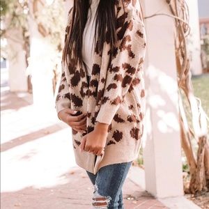 Leopard open front cardigan
